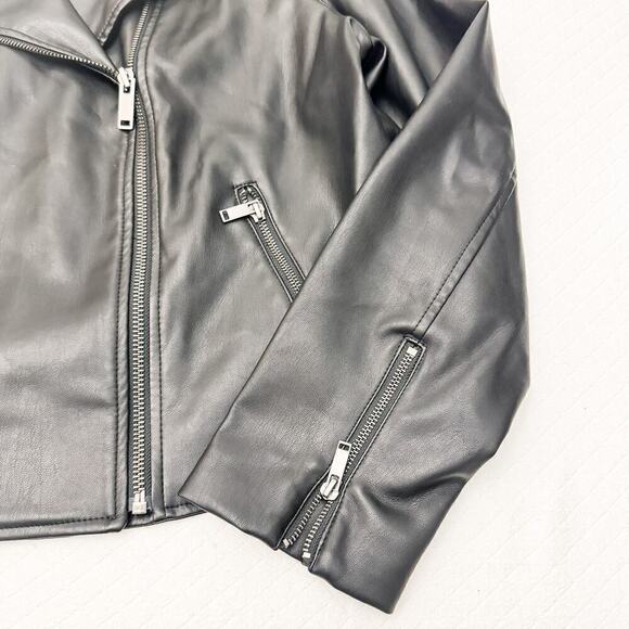 GAP Black Faux Leather Motorcycle Jacket Size XL - Picture 8 of 9
